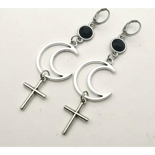 Lilith Earrings with Hematite Beads,Female Earrings,dark Feminine Energy Earrings,occult,Luciferian Satanic Amulet Talisman