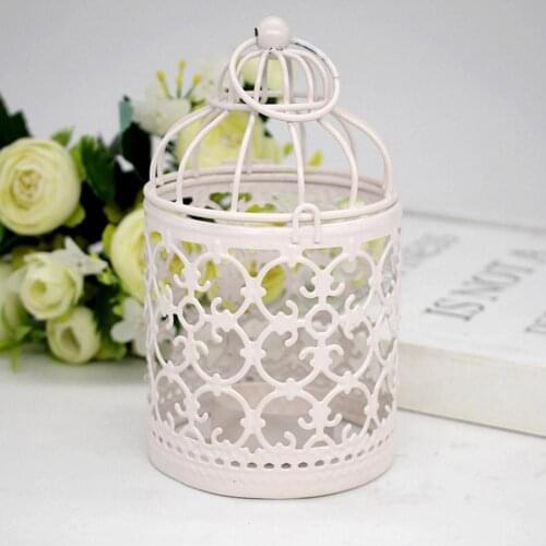 Cute Hanging Bird Cage Candles Holder Retro Iron Candlestick Lantern Home Party Decor Home Decoration Accessories
