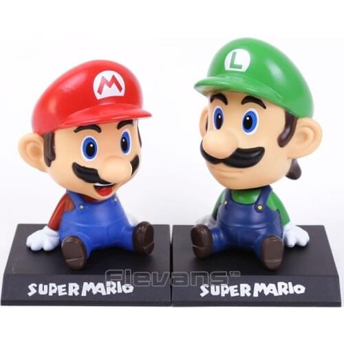 Super Mario Brothers Mario Luigi Bobble Head Doll PVC Figure Toy