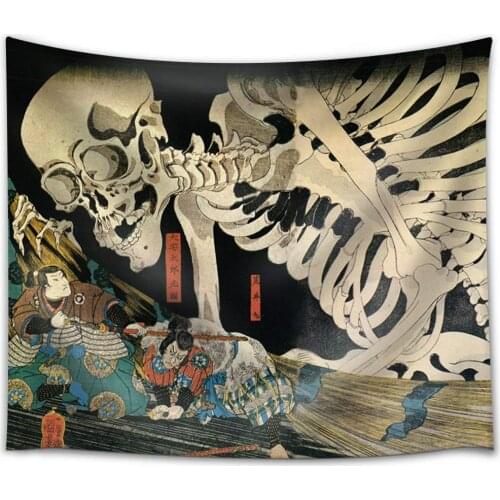 The Witch and The Skeleton Spectre Ukiyo Fabric Tapestry Home Decor