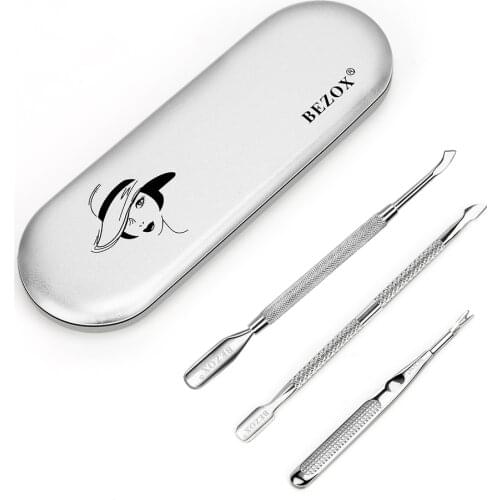 3Pcs Cuticle Pusher Double Ended Manicure Pusher Tool Nail Dirt Cleaner Stainless Steel Dead Skin Pusher Nail Polish Remove