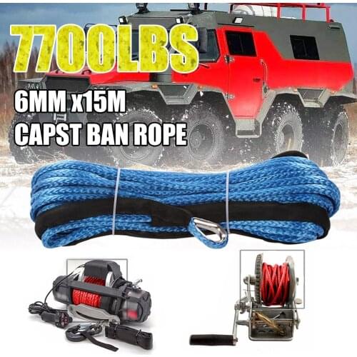 7700LBs Winch Rope String Line Cable with Sheath Gray Synthetic Towing Rope 15m Car Wash Maintenance String for ATV UTV Off-Road