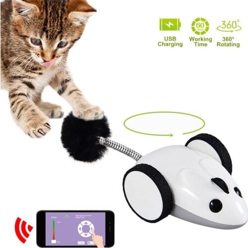 Smart Pet Cat Toy Mouse Bluetooth App Remote Control Electronic Interactive Mice Teaser Toy Crazy Kitten Jouet Chat Usb Charging