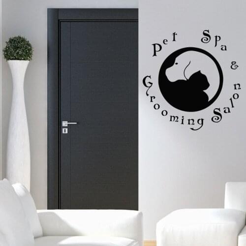 Grooming Salon Wall Decal Pet Spa Veterinary Clinic Pets Shop Interior Decor Services Cat Dog Door Art Window Vinyl Sticker Q603