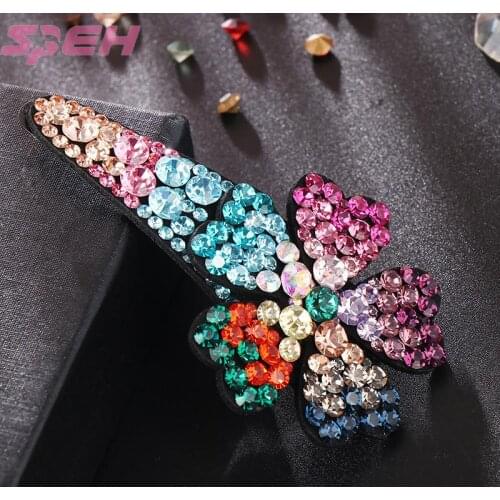 Hair clip Korea rhinestone flower side clip BB clip cute girl bangs clip diamond crystal duckbill clip ear clip