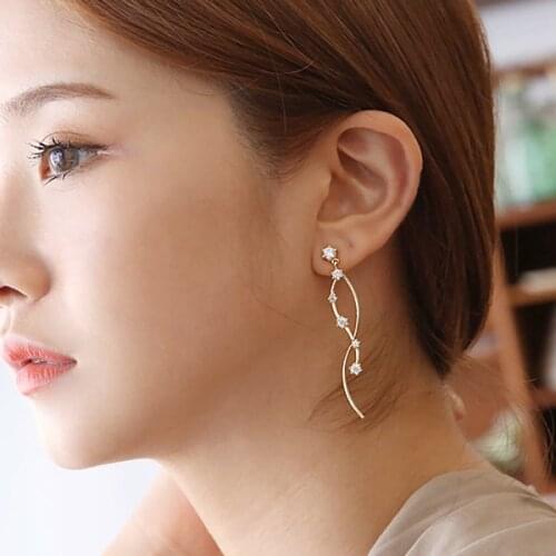 New Hot Fashion 925 Sterling Silver Crystal waves Earrings for Women Girls Gift Fashion Statement Jewelry 2018