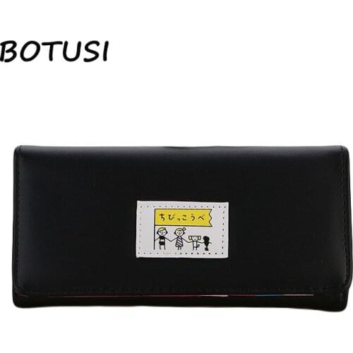 BOTUSI Cartoon Style New Fashion Women Purse Female Slim Long Wallet Card Holder Bag Leather Wallets Change Coin PU Leather