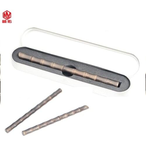 1PCS Outdoor Hiking Camping Carabiner EDC Brass Bamboo Pen Handmade Center Tactical Pen