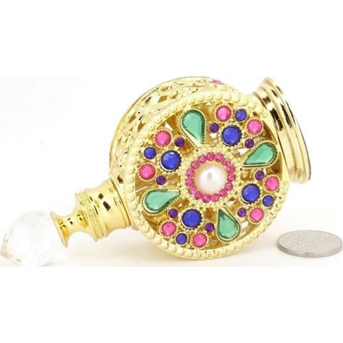 10ML Portable Packaging Essential Oil Empty Bottles Dubai Arabic Style Luxury Rhinestone Perfume Bottle Makeup Sub-bottling Tool