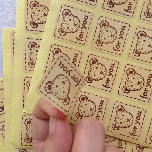100pcs Free shipping bakery cake cookie candy wedding gift stickers bear for you labels hand made adhesive sealing tapes 27*27mm
