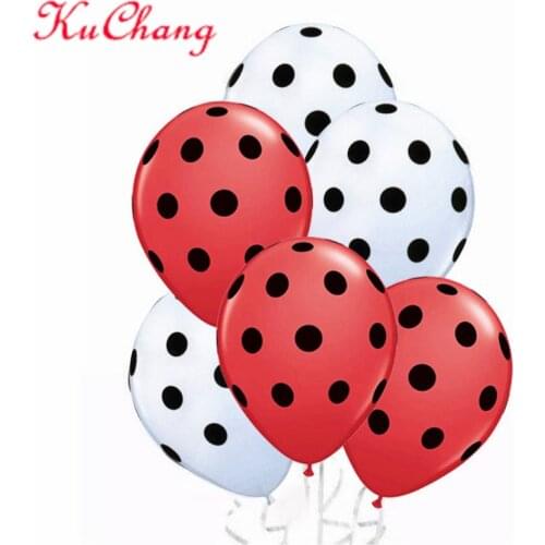 12pcs 2.8g Ladybug Black Spot Red Polka dot latex balloons globos party gifts Birthday balloons Wedding point baby shower decor