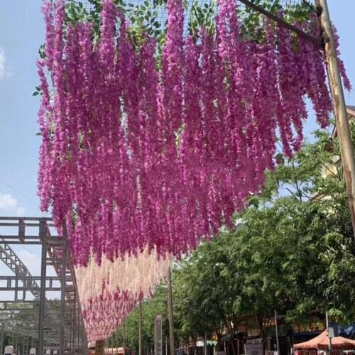 12pcs Wisteria Artificial Flowers Vine Ivy Plant Fake Tree Garland Hanging Flower for Wedding Decor Home Decorations outdoor