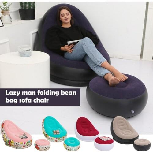 2pcs/Set Inflatable Sofa+Pedal Thickened Outdoor Beach Home Living Room Leisure Sofa Furniture Chairs Lounger Seat