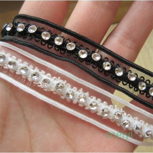 2yards 13mm Vintage White/Black Diamond Embroidered Lace Trim Ribbon Fabric DIY Garment Shoulder Straps Accessory Sewing Craft