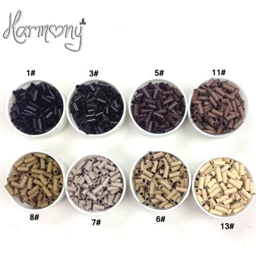 3 bottle/3000pcs 2.8mm*2.3mm*7mm copper tubes Micro Rings/links/beads Hair Extension Tools 1000pcs per bottle 8 colors