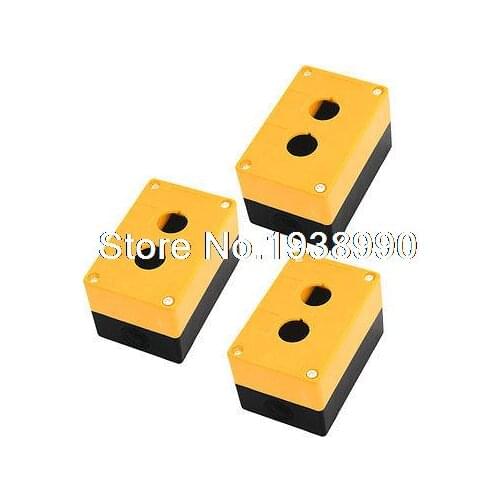 3PCS Double Hole 22mm Dia Protective Push Button Switch Box Case Orange Black
