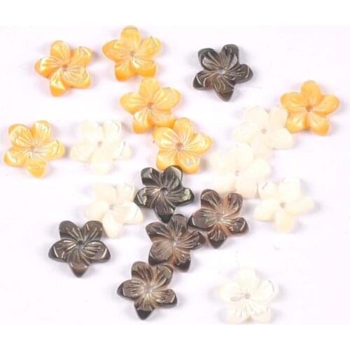 9.5mm Yellow/beige/grey Flower Shape Natural Mother Of Pearl Shell Beads For Jewelry Making Earring Diy Accessories 5pcs tr0381