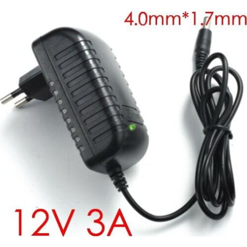 50PCS High quality IC solutions DC 12V 3A Switch power supply, 36W LED power adapter, EU plug 4.0mm x 1.7mm Free shipping