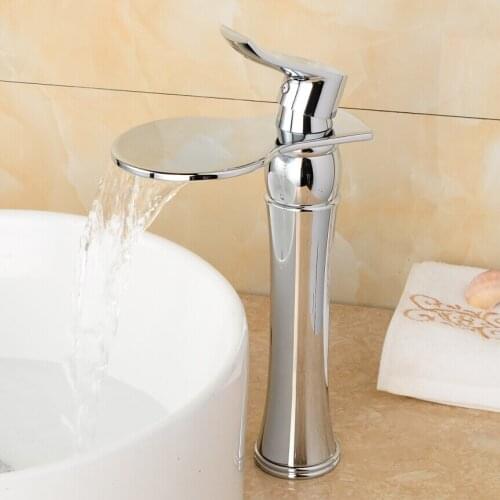 BAKALA Chrome Waterfall bathroom faucet Brass hot and cold water faucet Circular bathroom faucet Free shipping LT-602