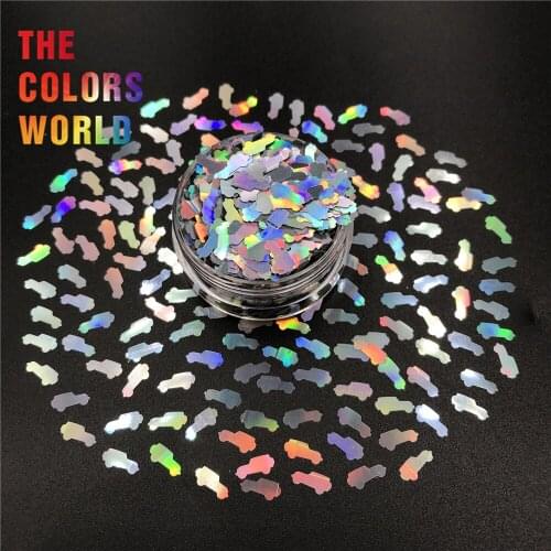 TCA100 Holo Silver Car Truck SUV Jeep 8MM Nail Glitter Nail Art Decoration Crafts Tumbler Accessories Festival Party Supplier