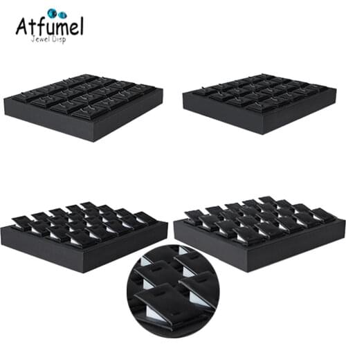 Black PU Leather Diamond Ring Jewelry Display Tray Earring Pendant Jewelry Storage Organizer Case Necklace Showcase Ring Box