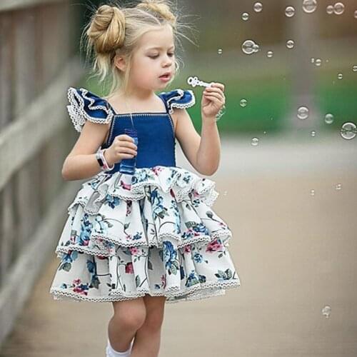 Summer 2019 Lace Cake Tutu Dress Vintage Baby Girl Clothes 2 Years Birthday Party Dresses Pageant White Dress Infant Clothes 2Y