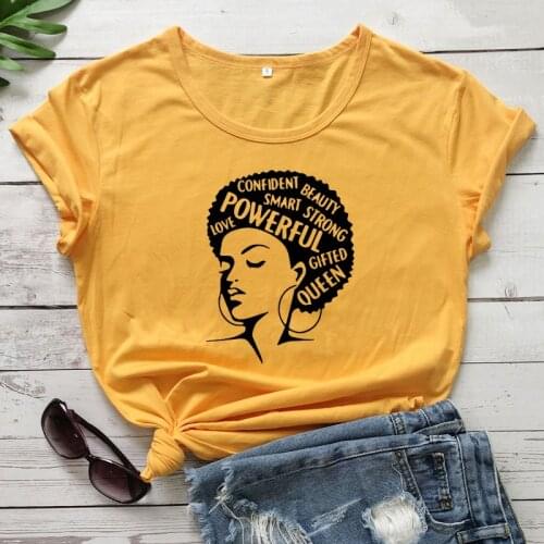 Girl Power Feminist T-Shirt Afro Lady Graphic Casual Tee Inspiring Words Girl Power Slogan Summer Vintage Aesthetic Shirt Tops