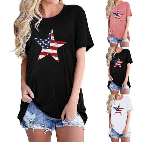American Usa Flag Tshirt For Women Male Summer Striped Stars Tops Tee Shirt For Young Girls Summer Tunic For Independence Day