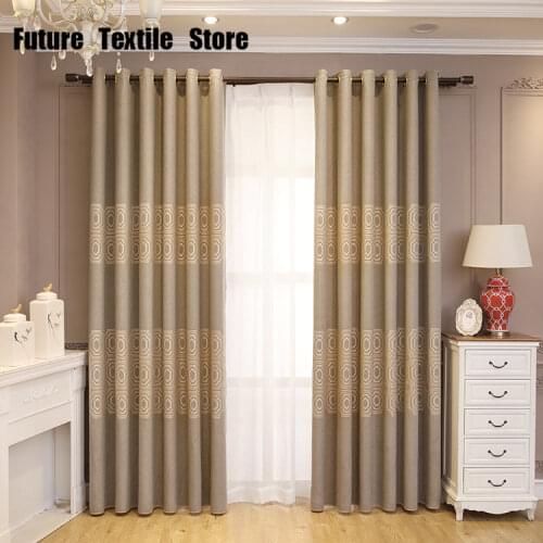 Cotton and Linen Yarn Jacquard Shading Chinese Curtain Finished Product Customization Curtains for Living Dining Room Bedroom