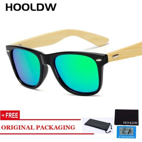 HOOLDW Wooden Polarized Sunglasses Men Women Brand Design Bamboo Sun Glasses Wood Mirror Lens Glasses Outdoor Shades Eyewear