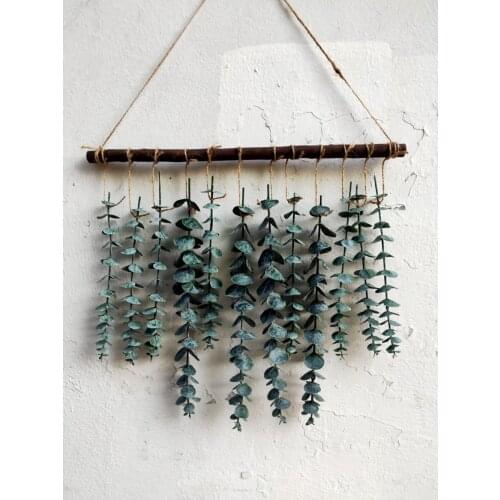 Artificial Eucalyptus Hanging Wall Décor Eucalyptus Vines Leaves Greenery Plant With Wooden Stick Farmhouse Boho Wall Décor