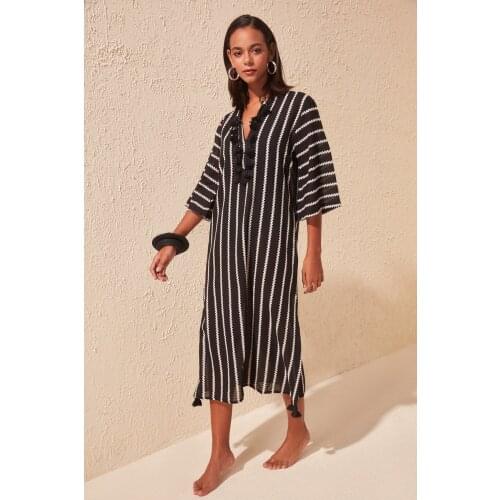 Trendyol White Tassels Voile Kimono & Kaftan TBESS20KM0024