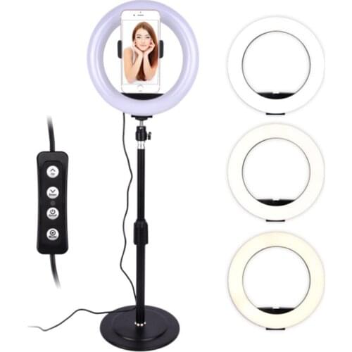 Ring Light 20cm Photography LED Selfie Lighting Dimmable Fotografia Photo Studio for Makeup Video Tripod Lamp Backdrop Stand