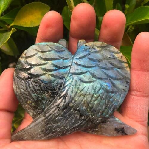 1pcs natural labradorite crystal wings quartz angel wings for Christmas gift