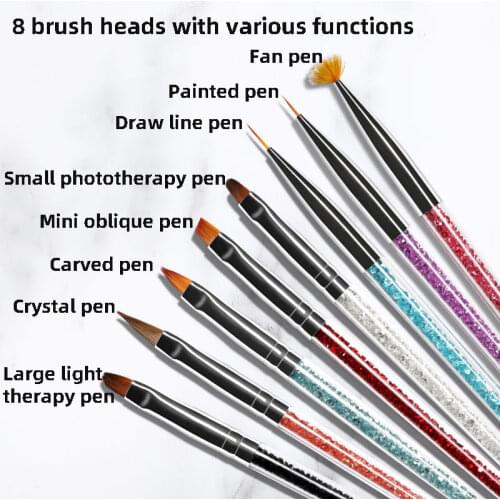LEAMX 8 Versatile Nail Art Pen Drawing Brush Flower Set Pen Professional Nail Art Equipment Drawing Drawing Wire Engraving Tool