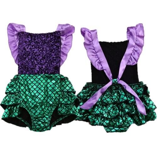 Sweet Baby Girls Sequins Bodysuit Fashion Summer Infant Patchwork Jumpsuit Outfits Sleeveless Backless Baby Bodysuit Clothing