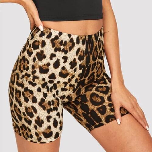 Fashion Leopard Print Women Shorts Cycling Sport Yoga Casual Print Women High Waist Casual Biker Short Femme