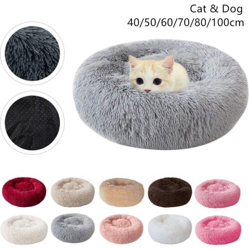 Soft Pet Dog Bed Plush Cat Mat Winter Warm Round Sleeping Cushion For Labradors Large Dogs Comfortable Cushion Mat Sofa Washable