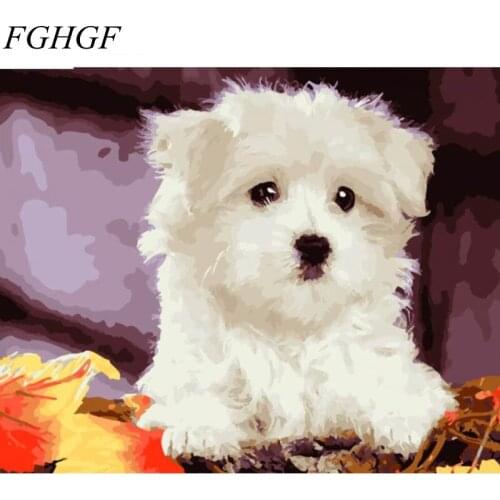 FGHGF Europe Design Frameless Pictures Painting By Numbers Dog And Cats DIY Digital Canvas Oil Painting Home