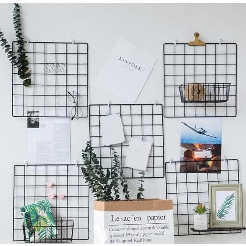 Wall Grid Panel Metal Mesh Decor Photo Memo Display Stands Iron Hanging Rack