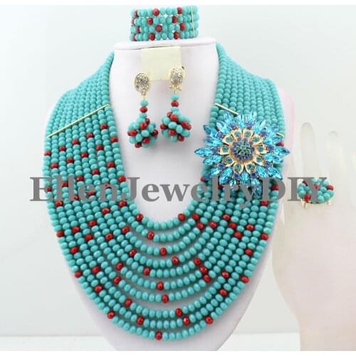 2019 New African Beads Jewelry Set Nigerian Wedding African Jewelry Sets Crystal Beads Jewelry Sets W8382