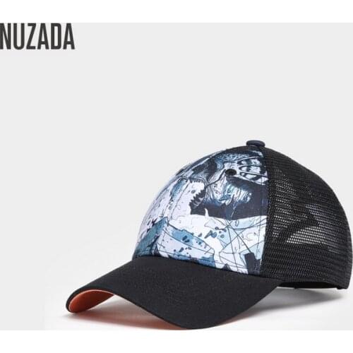 NUZADA Fashion Brand Baseball Cap Women Baseball Hat Breathable Men Women Summer Mesh Cap Baseball Caps Gorras Piranha Pattern