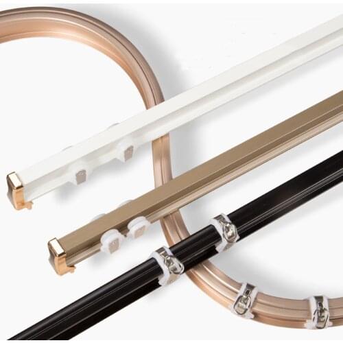 Super Quiet Curve Curtain Track Built-in Nano Plastic Strip Aluminum Alloy Accessories Popular Gold Customized Size