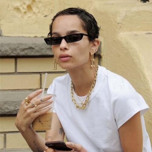 Simple Chain Earrings Ring Gold Color Metal Round DROP Earrings Fashion Circle Hoops Statement Earrings for Women Party Jewery