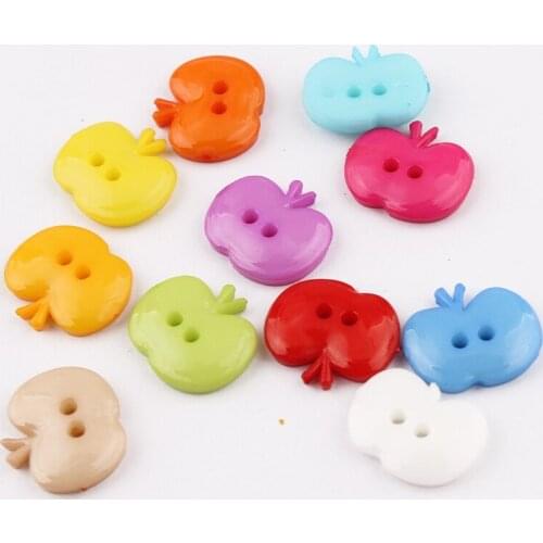 100pcs Mixed Color Apple Plastic Button Baby Sewing Button Decoration / Sewing / Craft / Scrapbook Accessories 16*14mm