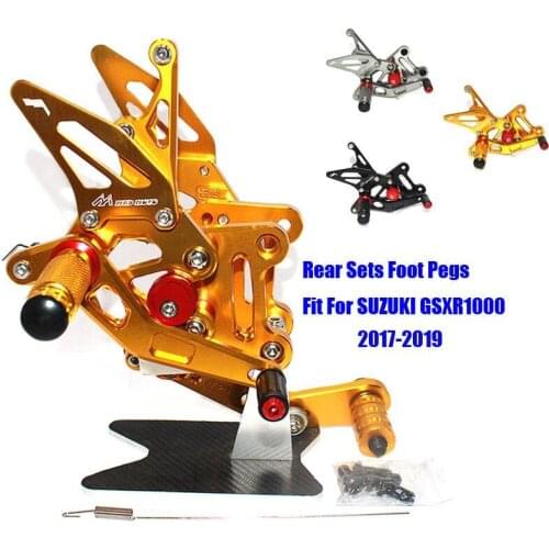 Fit For Suzuki GSX-R1000 2017 2018 2019 CNC Adjustable Footrest Foot Peg Pedal Mount Bracket Sets Footpeg Rider Rear Rearset