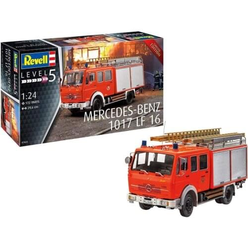 Revell 07655 Mercedes Benz Fire Truck Model Assembly Kit 1:24, 29.6 cm, , For Professionals, Unpainted
