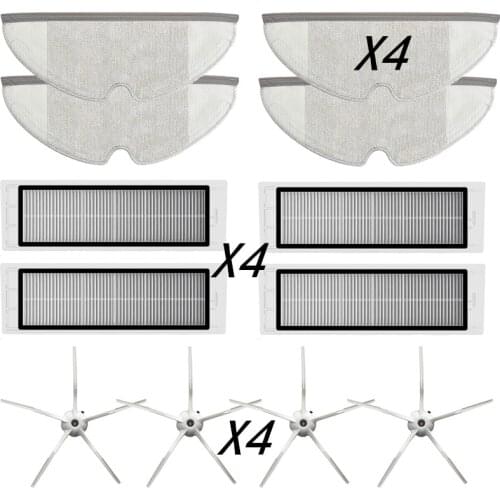 4 Brushes + 4 Filters + 4 Mop Clothes for Xiaomi Roborock S6 Max Maxv S6Max S6Maxv Mi Robot Vacuum Cleaner Best Quality Parts