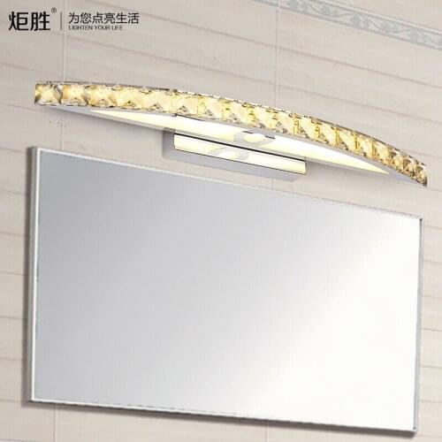 Luxurious Toilet Mirror Headlight Led Crystal Wall Lamp Waterproof Defence Fog Stainless Steel Shower Room Mirror Headlight
