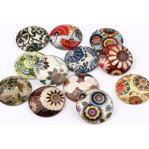 Glass Cabochon 10/12/16/18/20/25mm Mixed Round Photo Cameo Cabochon Setting Supplies for Jewelry Accessories Handmade Pattern